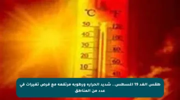 طقس الغد 19 أغسطس.. شديد الحرارة ورطوبة مرتفعة مع فرص تغيرات في عدد من المناطق